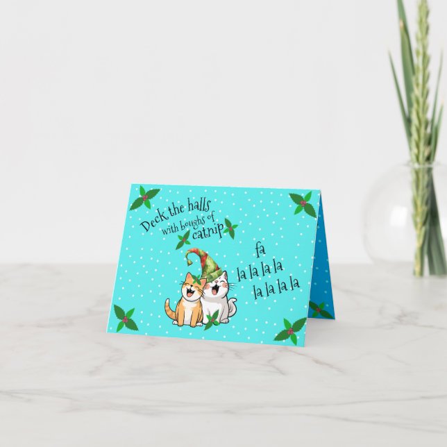 "Deck the halls with Catnip" Customizable Card (Front)