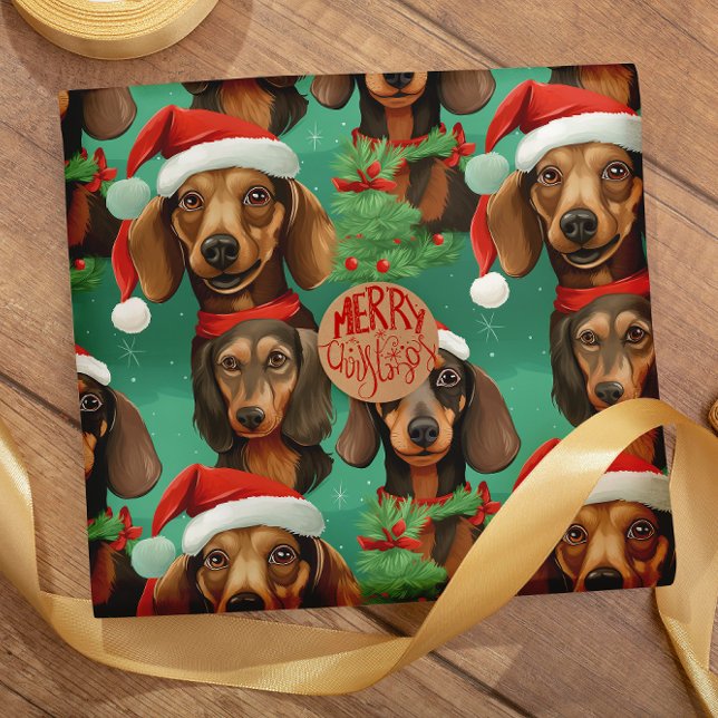 Deck the Halls with Dachshunds seamless pattern Wrapping Paper (Creator Uploaded)