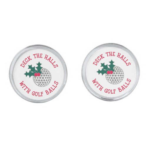 Deck The Halls With Golf Balls  Christmas Cufflinks