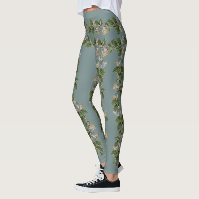 Deck The Halls with Holly and Bells Leggings (Left)