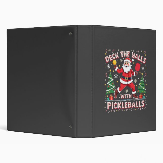 Deck The Halls With Pickleballs  3 Ring Binder (Background)