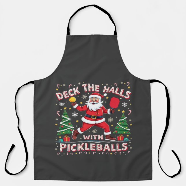 Deck The Halls With Pickleballs  Apron (Front)