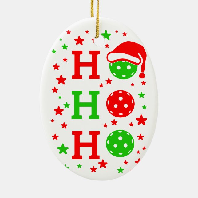 Deck the Halls with Pickleballs Christmas Ceramic Ornament (Back)