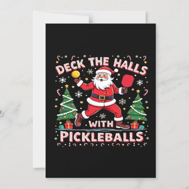 Deck The Halls With Pickleballs  Magnetic Invitation (Front)