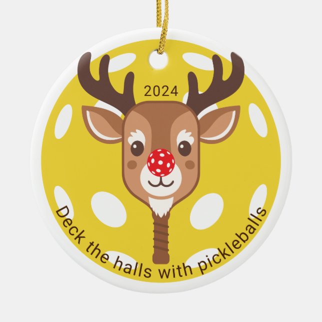 Deck the Halls with Pickleballs Ornament (Front)