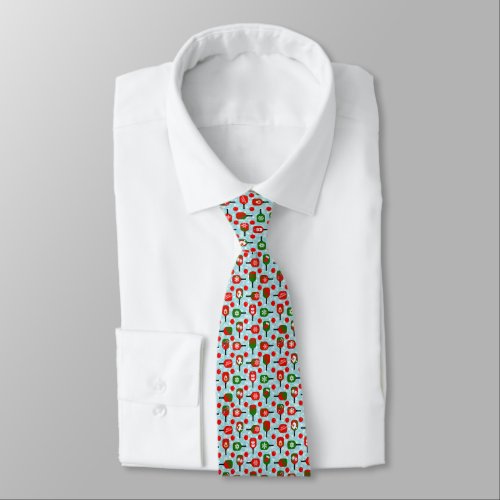 Deck the Halls with Pickleballs Red Green Blue Neck Tie