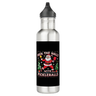 Deck The Halls With Pickleballs  Stainless Steel Water Bottle