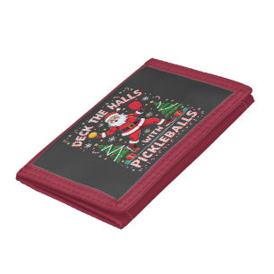 Deck The Halls With Pickleballs  Tri-fold Wallet
