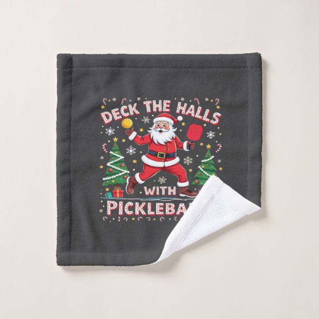 Deck The Halls With Pickleballs  Wash Cloth (Wash Cloth)