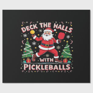 Deck The Halls With Pickleballs Wrapping Paper