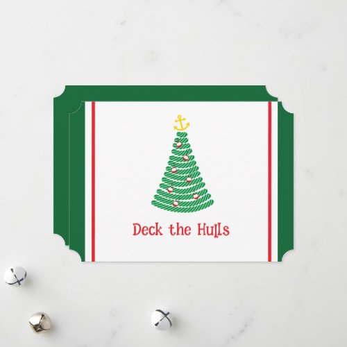 Deck the Hulls Nautical Pun Holiday Card White