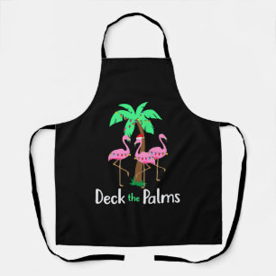 Deck The Palm Trees Flamingo Christmas Holiday Fun Apron