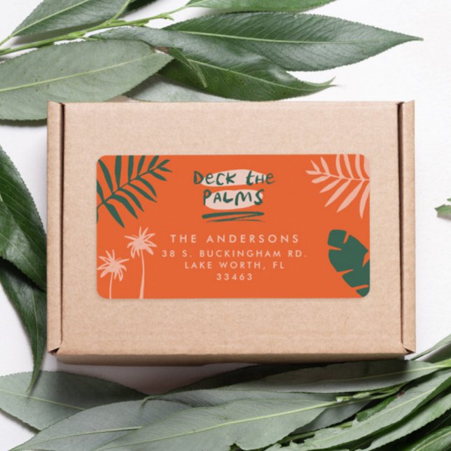 deck the palms bright colorful christmas label (Creator Uploaded)