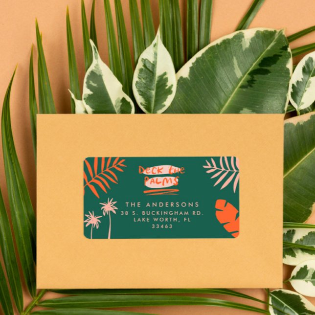 deck the palms bright colorful christmas label (Creator Uploaded)