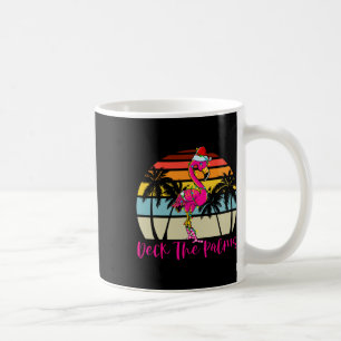 Deck The Palms Christmas Flamingo Palm Tree Tropic Coffee Mug