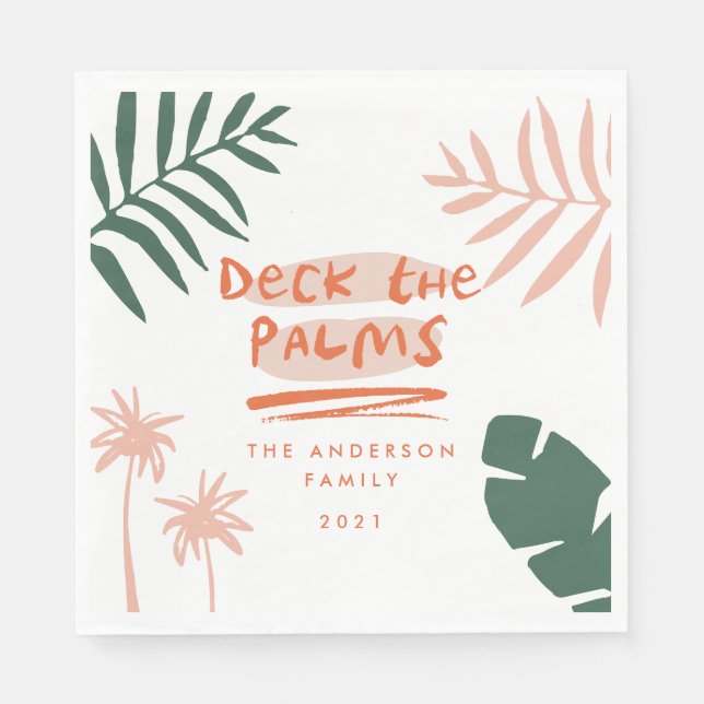 deck the palms christmas tropical  modern napkins (Front)