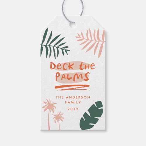 deck the palms christmas tropical modern photo gift tags