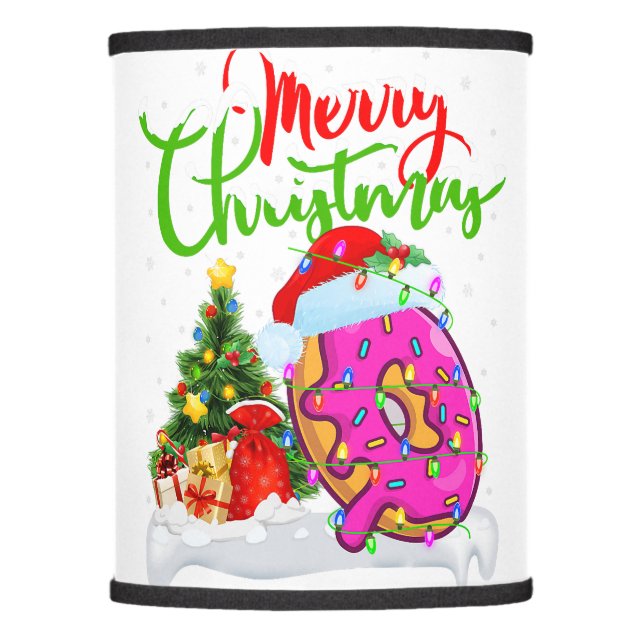 Deck The Palms Flamingo Christmas Palm Tree Lights Lamp Shade (Front)