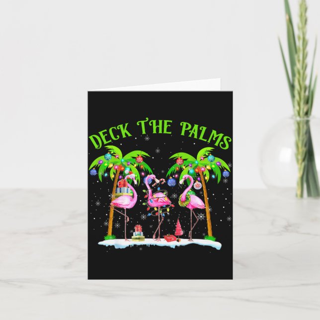 Deck The Palms Flamingo Trocal Christmas Lights Pa Card (Front)
