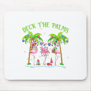 Deck The Palms Flamingo Tropical Christmas Lights Mouse Pad