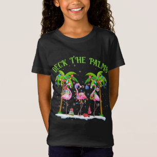 Deck the Palms Flamingo Tropical Christmas Lights T-Shirt