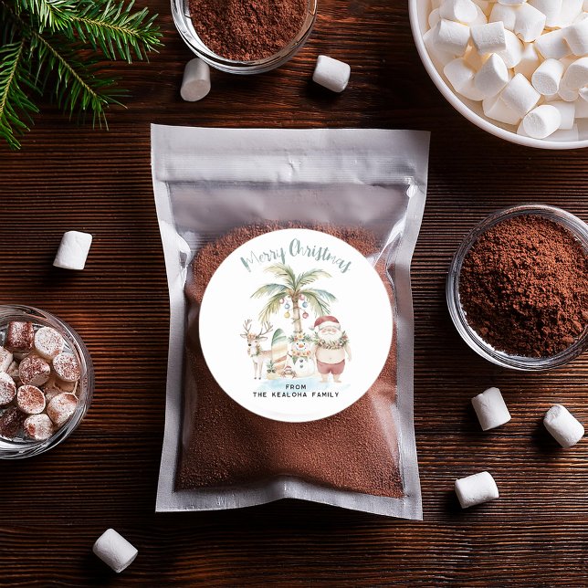 Deck the Palms | Fun Tropical Christmas Classic Round Sticker (Creator Uploaded)