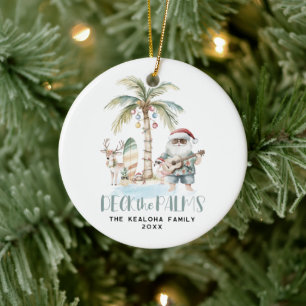 Deck the Palms   Fun Tropical Christmas Photo Ceramic Ornament