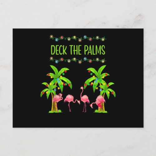 Deck the Palms Merry Flamingo Christmas Postcard