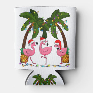 Deck the palms merry flamingo christmas santa t.pn can cooler