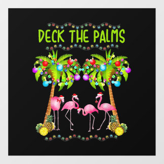 Deck the Palms Merry Flamingo Christmas tee funny Floor Decals