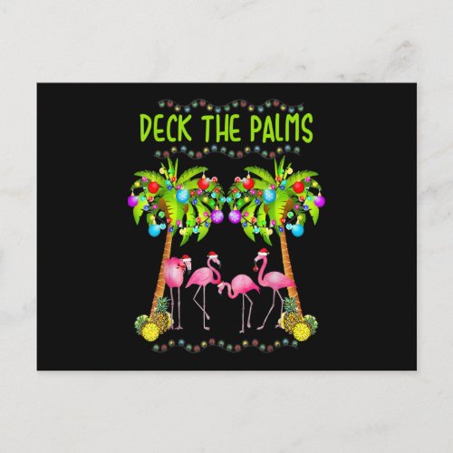 Deck The Palms Merry Flamingo Christmas Tee Funny Postcard