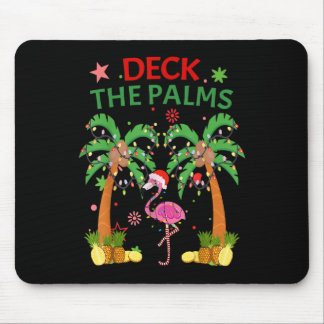 Deck The Palms Pajamas Christmas Florida Flamingo Mouse Pad