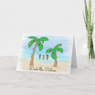 Deck the Palms Tropical Beach Christmas Holiday Card