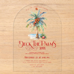 Deck The Palms Tropical Christmas Party Invitation