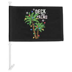 Deck The Palms Tropical Hawaii Christmas Palm Car Flag