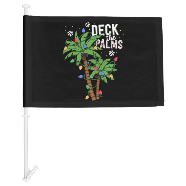 Deck The Palms Tropical Hawaii Christmas Palm Car Flag (Front)