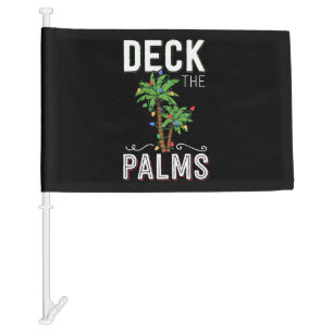 Deck The Palms Tropical Hawaii Christmas Palm  Car Flag