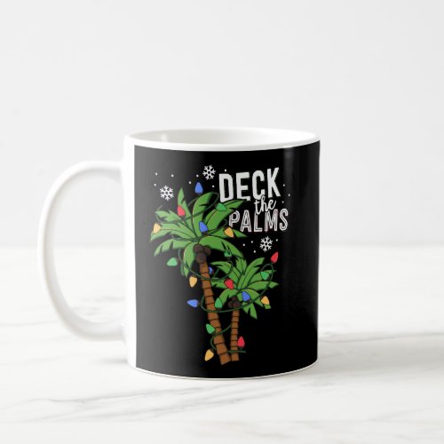 Deck The Palms Tropical Hawaii Christmas Palm Tree Coffee Mug