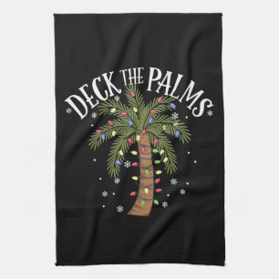 Deck The Palms Tropical Hawaii Christmas Palm Tree Kitchen Towel