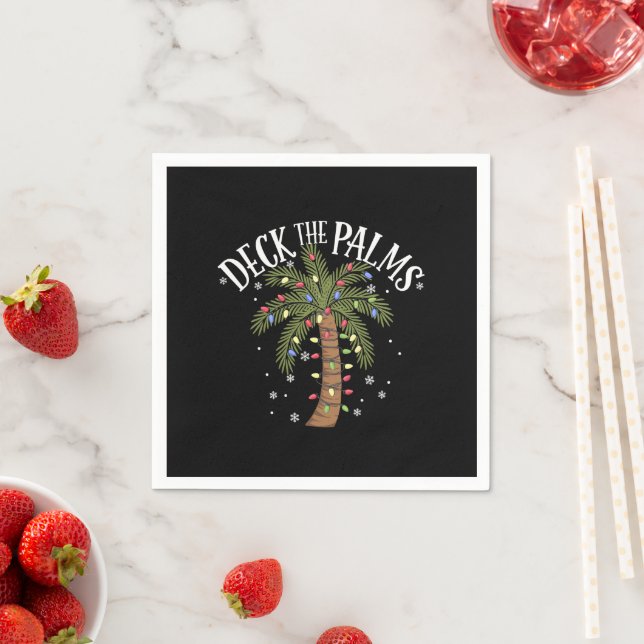 Deck The Palms Tropical Hawaii Christmas Palm Tree Napkins (Insitu)