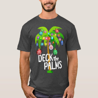Deck The Palms Tropical Hawaii Christmas Palm Tree T-Shirt