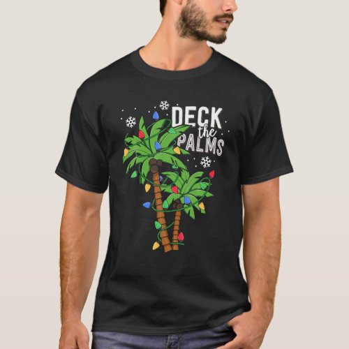 Deck The Palms Tropical Hawaii Christmas Palm Tree T_Shirt