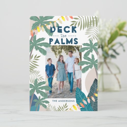 Deck the Palms Tropical Holiday Photo Card