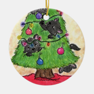 Deck the Paws-Cats in Christmas Tree Ceramic Ornament