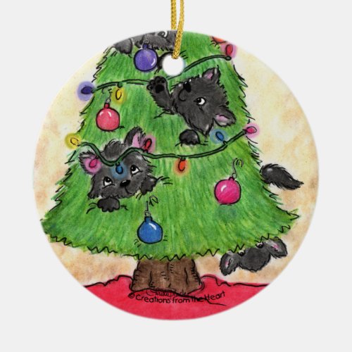 Deck the Paws_Cats in Christmas Tree Ceramic Ornament