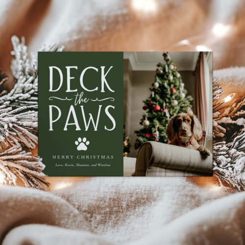 Deck the Paws Dog Christmas Photo Card