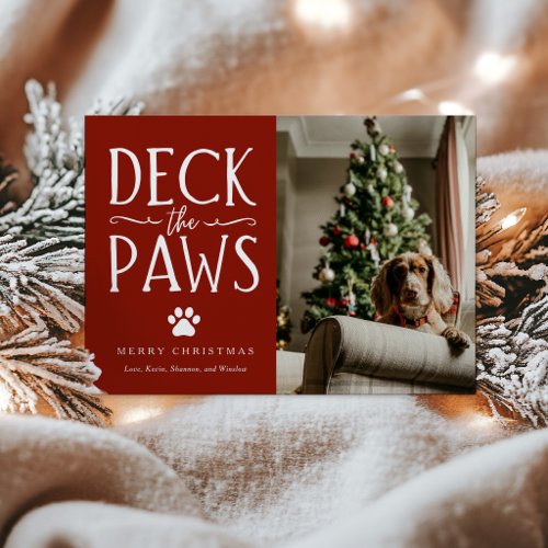 Deck the Paws Dog Christmas Photo Card