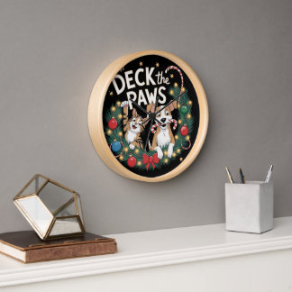 Deck the Paws - Funny Christmas Pet Mischief Clock
