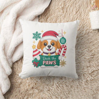 Deck The Paws Throw Pillow