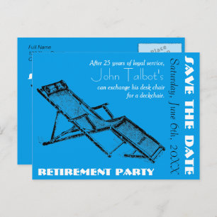 Deckchair Retirement Party Save the Date postcard2 Announcement Postcard